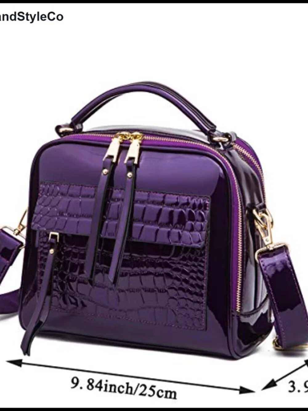 Women's Patent Leather Satchel Handbag PU Crocodile Print Shoulder Crossbody